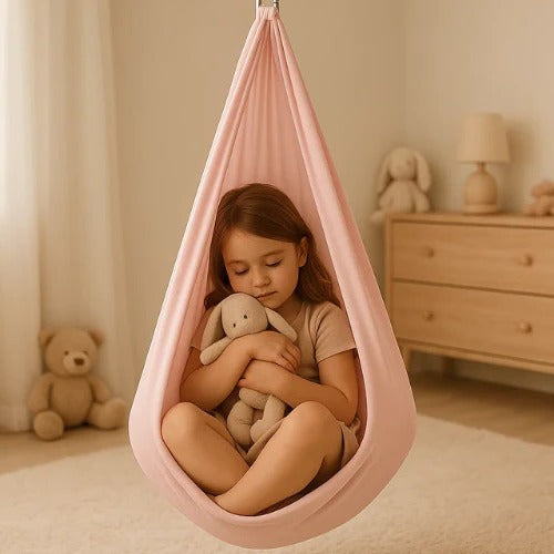 Enclosed Sensory Swing with Steel Lock and Adjustable Strap, 300kg Capacity All Vera Mart