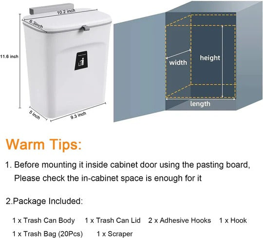 Compost Bin with Horizontal Sliding Lid and Dual Mounting Options, 2.4 Gallon All Vera Mart