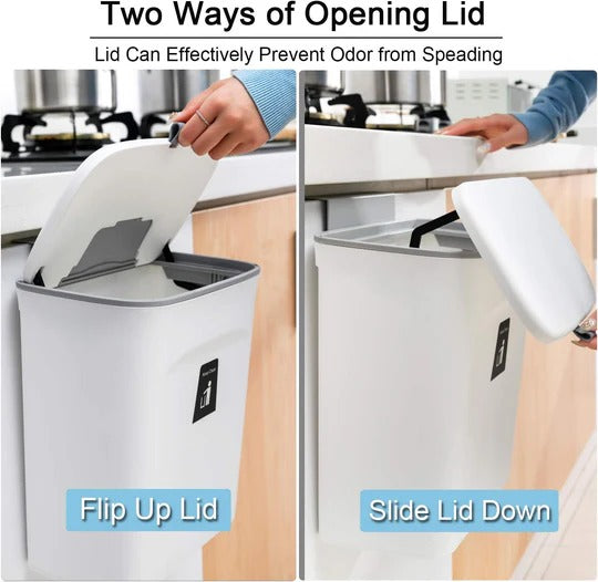 Compost Bin with Horizontal Sliding Lid and Dual Mounting Options, 2.4 Gallon All Vera Mart