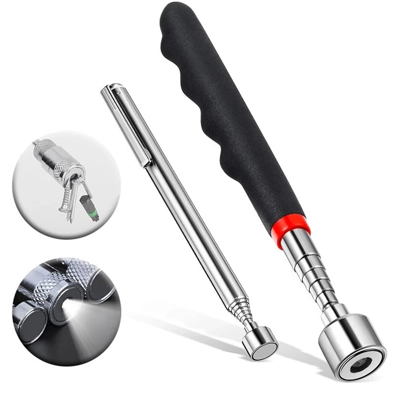 Telescopic Magnetic Pickup Tool with LED Light and Pocket Clip, 33 Inch Extension All Vera Mart