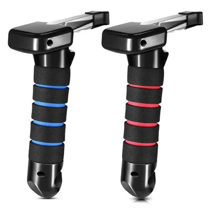 Car Door Latch Handle with a Stainless Steel Core and Contoured Grip in Blue or Red