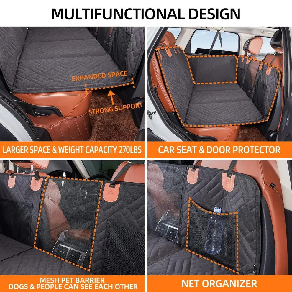 Pet Car Seat Extender with Rigid Base and Storage Bags, Waterproof All Vera Mart