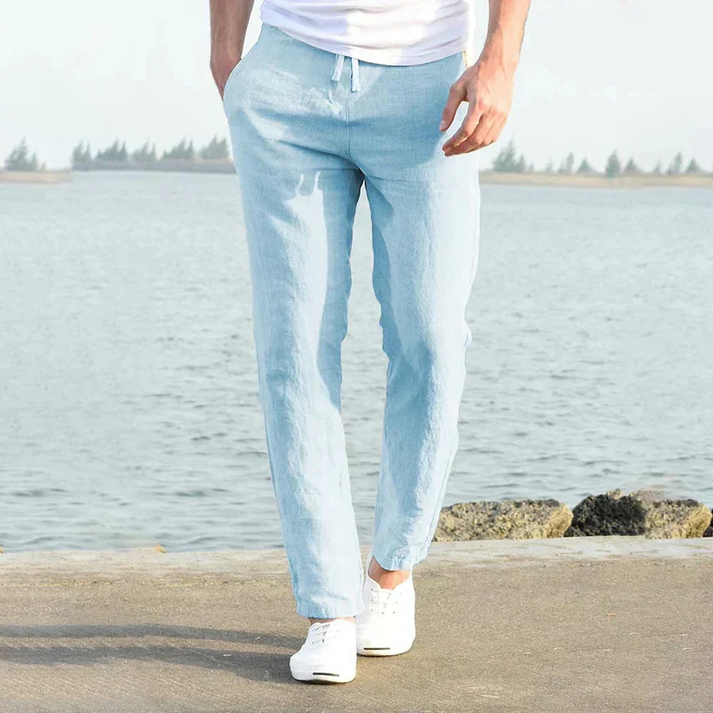Men's Linen Pants with Relaxed Fit and Quick-Drying Fabric for Summer All Vera Mart