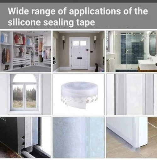 Transparent Door and Window Seal Strip with Draft Blocking and Moisture Barrier, 196.85in Length All Vera Mart