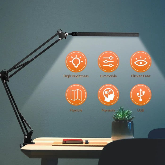 Adjustable Desk Lamp with Touch Control and Three Color Temperatures, USB Powered All Vera Mart