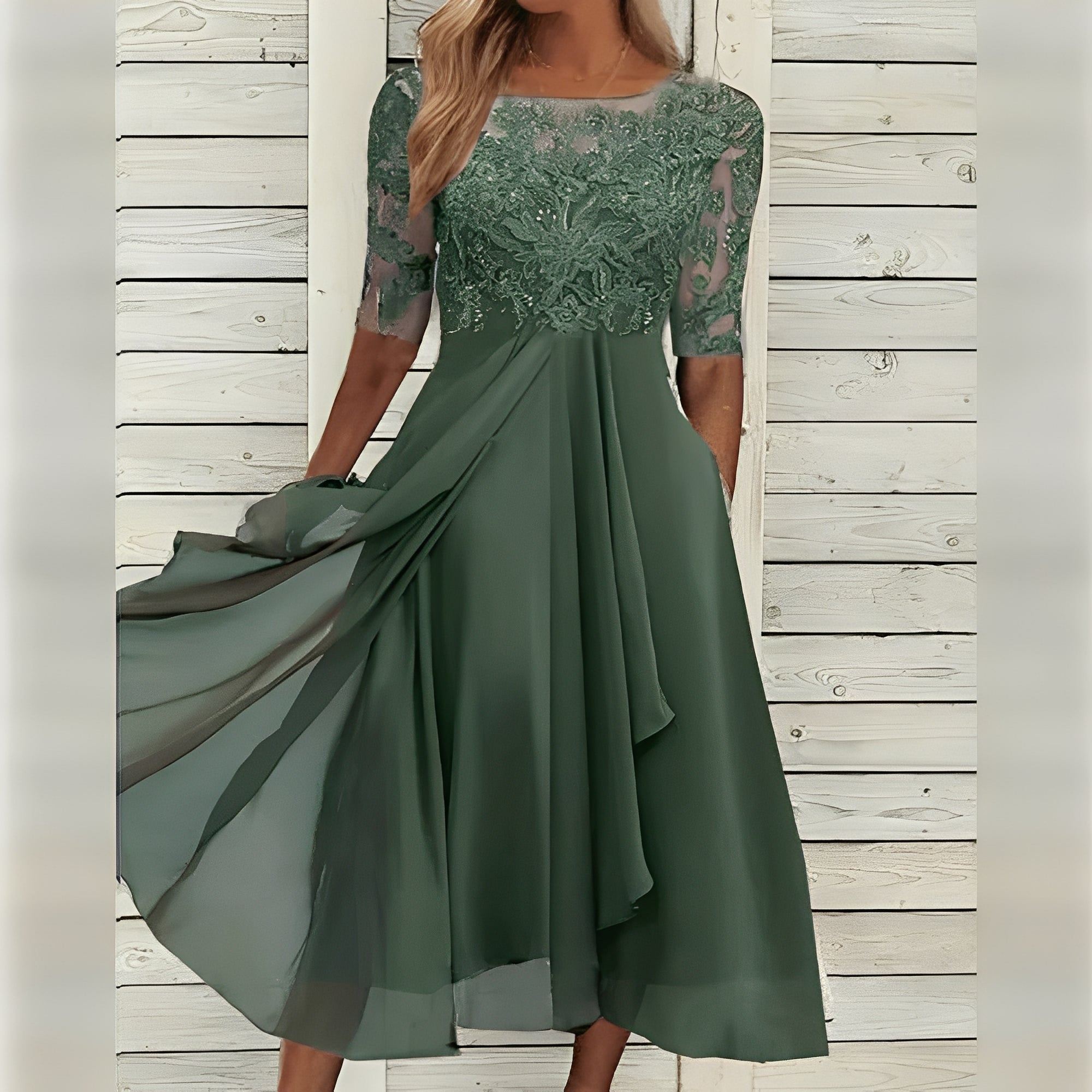Women's Dress with Fitted Waist and Wrinkle-Resistant Fabric for Weddings All Vera Mart