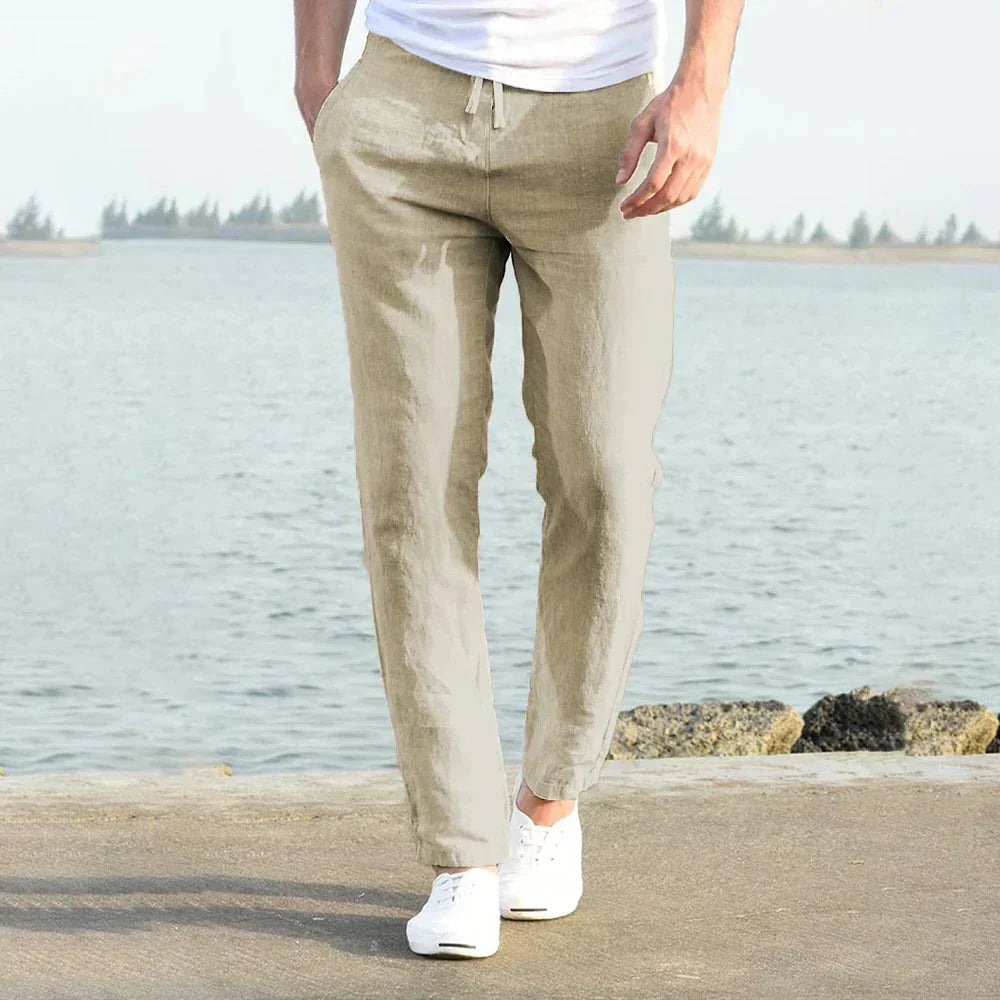 Men's Linen Pants with Relaxed Fit and Quick-Drying Fabric for Summer All Vera Mart