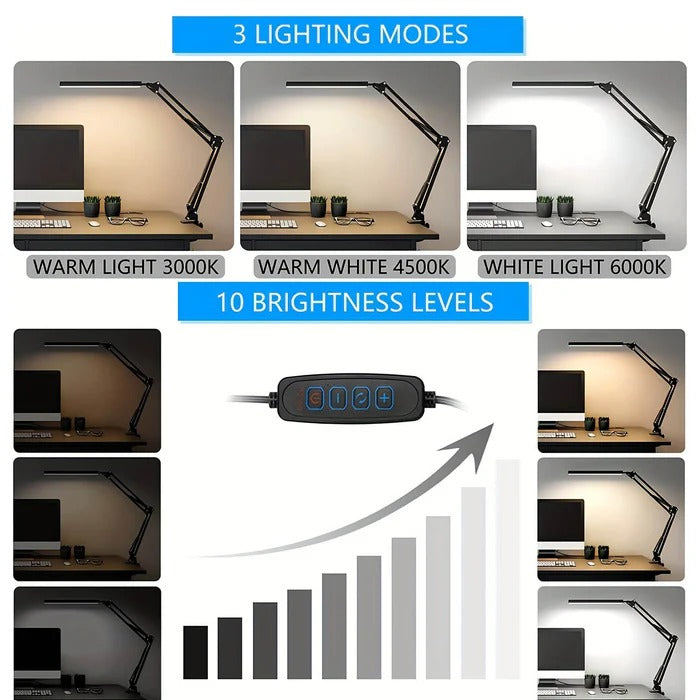 Adjustable Desk Lamp with Touch Control and Three Color Temperatures, USB Powered All Vera Mart