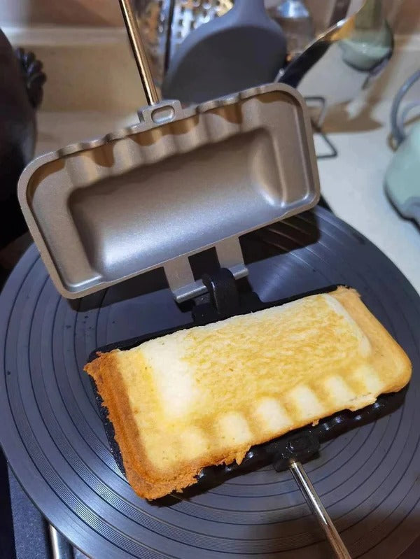 Stovetop Sandwich Pan with Dual Nonstick Plates and Detachable Handle, 12x5.5in All Vera Mart
