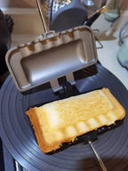 Stovetop Sandwich Pan with Dual Nonstick Plates and Detachable Handle, 12x5.5in All Vera Mart