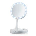 Dual Panel Makeup Mirror with 10x Magnification and Three Color LED Lights All Vera Mart