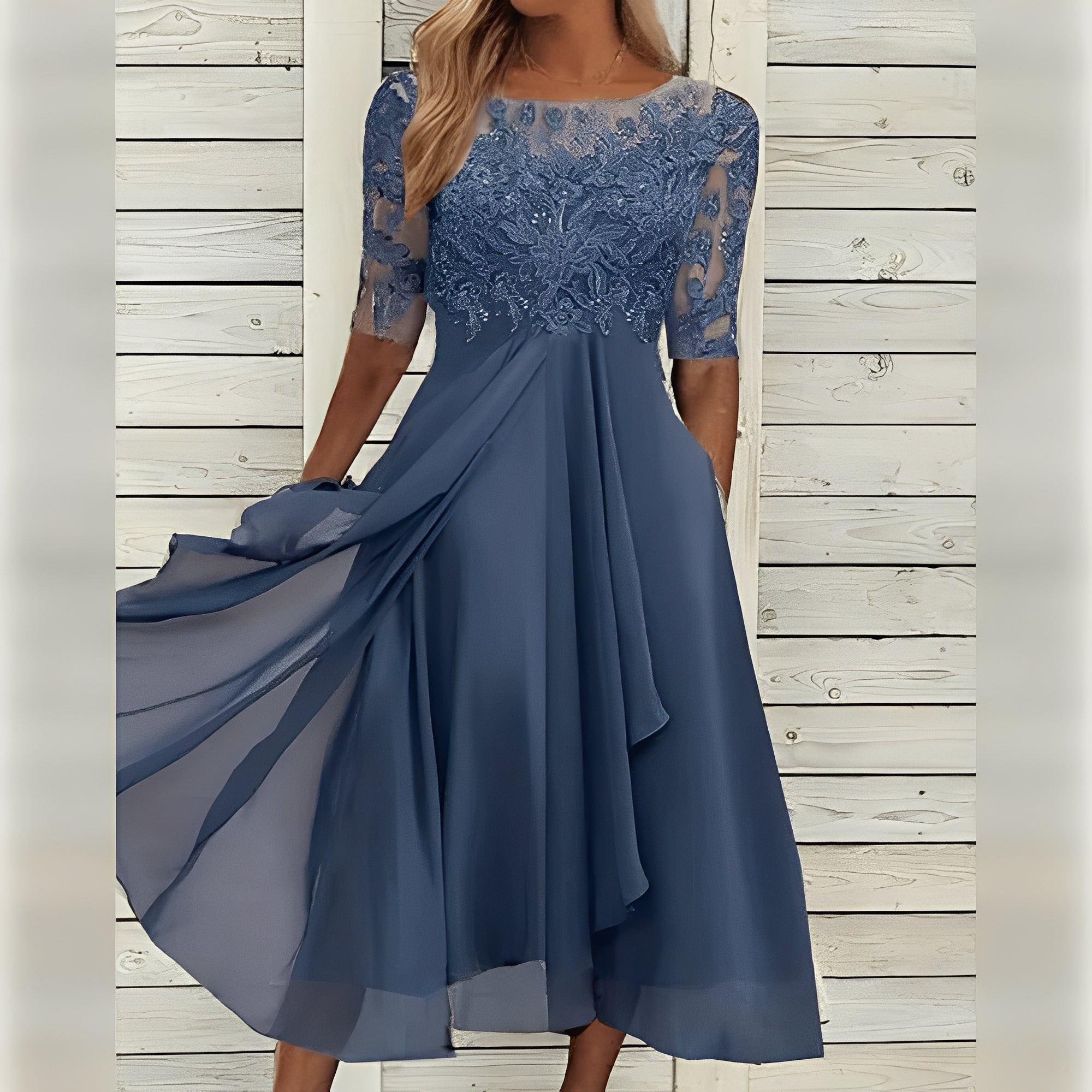 Women's Dress with Fitted Waist and Wrinkle-Resistant Fabric for Weddings All Vera Mart