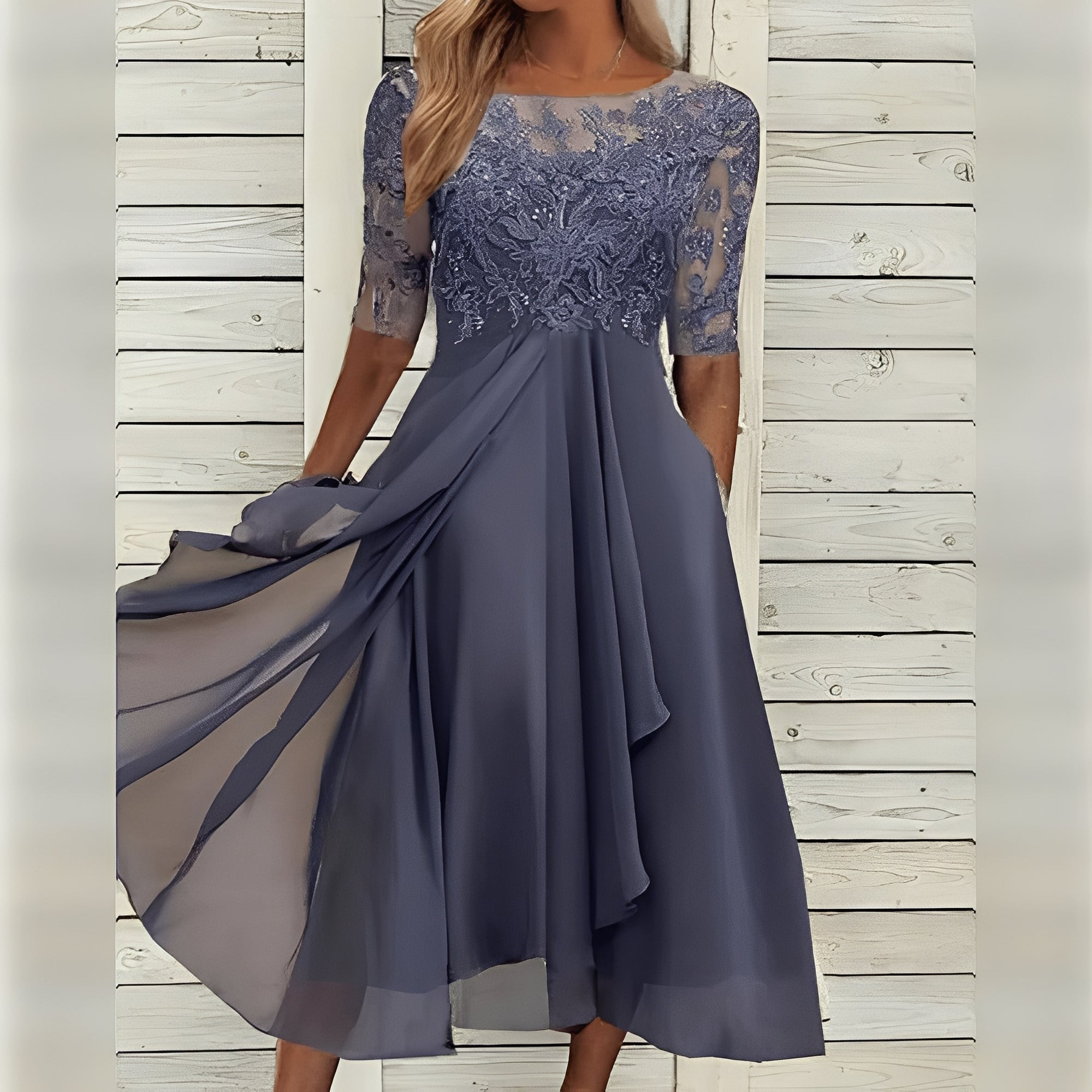 Women's Dress with Fitted Waist and Wrinkle-Resistant Fabric for Weddings All Vera Mart