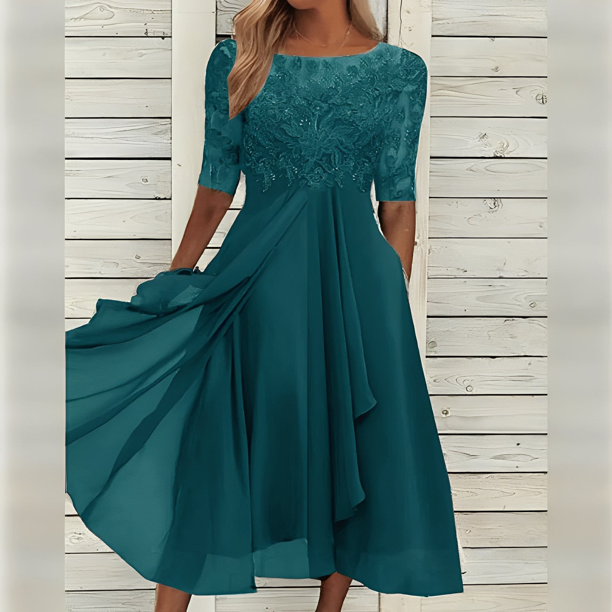 Women's Dress with Fitted Waist and Wrinkle-Resistant Fabric for Weddings All Vera Mart