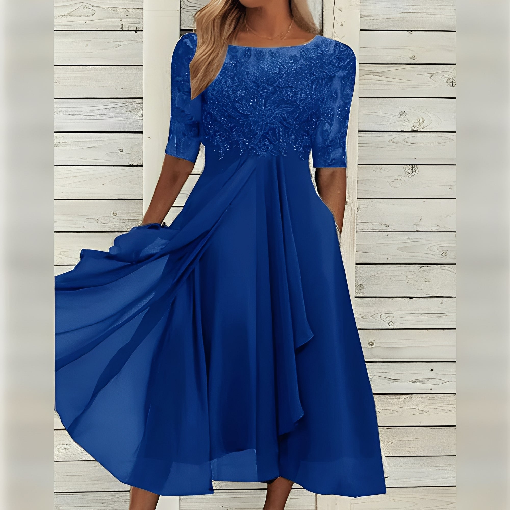 Women's Dress with Fitted Waist and Wrinkle-Resistant Fabric for Weddings All Vera Mart