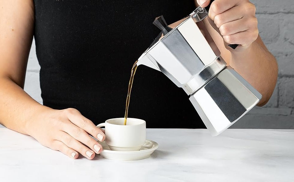 Stovetop Coffee Maker with Pressure Brewing System and Visible Chamber Design All Vera Mart