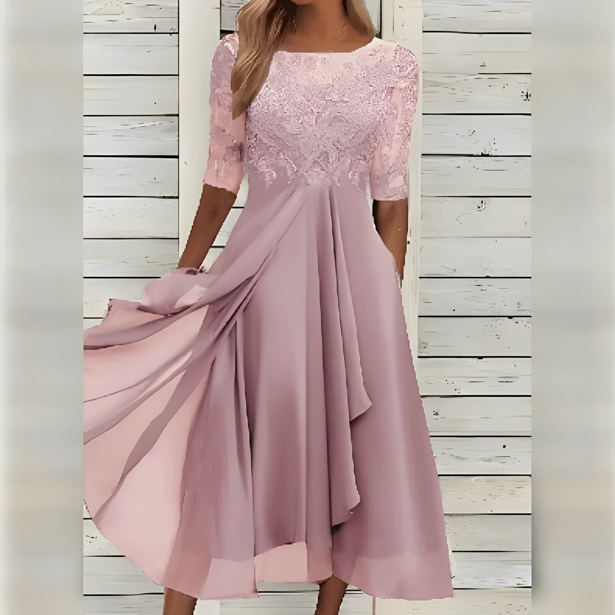Women's Dress with Fitted Waist and Wrinkle-Resistant Fabric for Weddings All Vera Mart