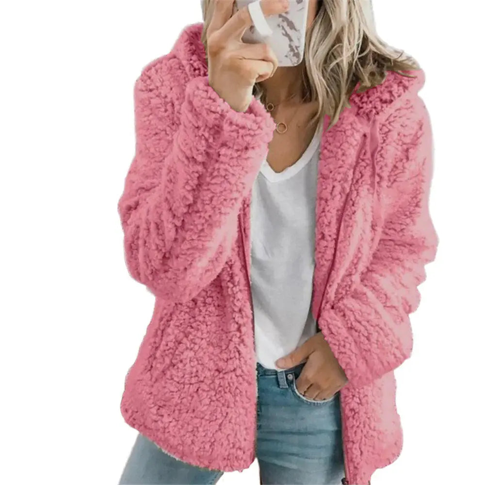 Teddy Coat with Full-Length Zipper and Deep Front Pockets, Plush Fleece Lining All Vera Mart
