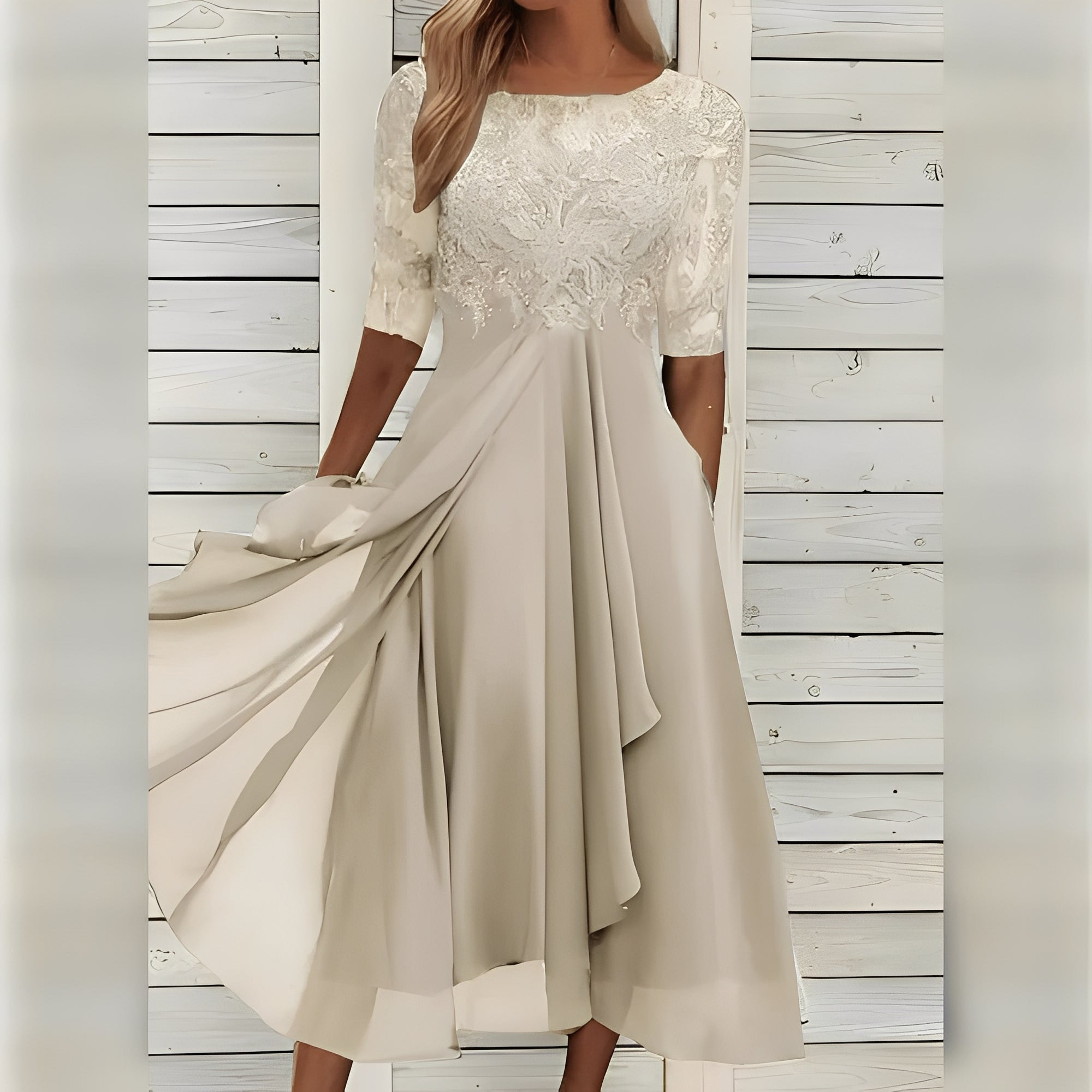 Women's Dress with Fitted Waist and Wrinkle-Resistant Fabric for Weddings All Vera Mart