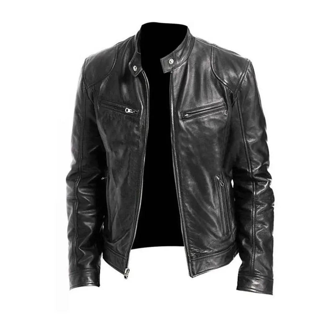 Faux Leather Jacket for Men with Soft Lining and Reinforced Seams All Vera Mart