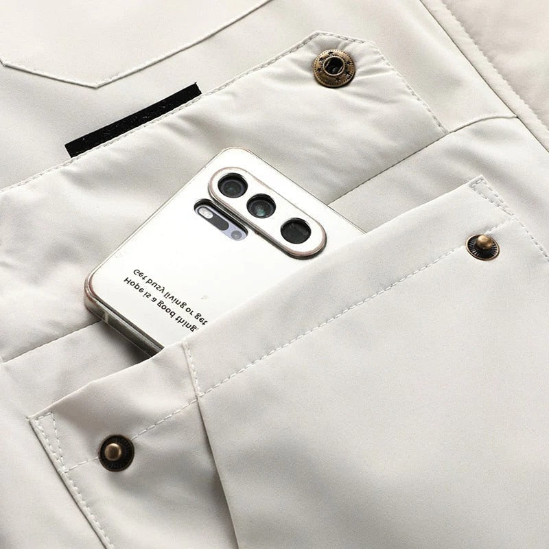 Men's Rain Jacket with Breathable Membrane and Removable Hood, Zippered Pockets All Vera Mart
