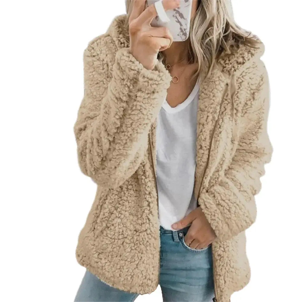 Teddy Coat with Full-Length Zipper and Deep Front Pockets, Plush Fleece Lining All Vera Mart