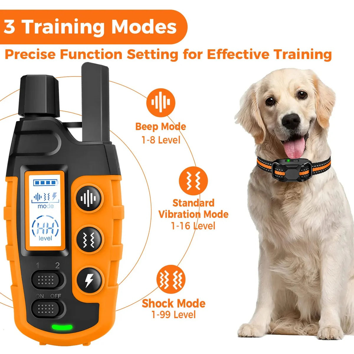 Waterproof Dog Training Collar with 3300ft Remote and Three Correction Modes All Vera Mart