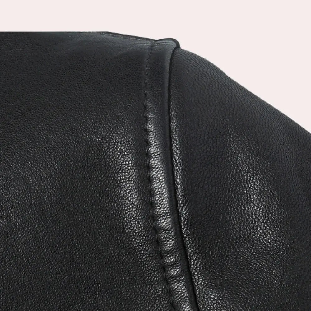 Faux Leather Jacket for Men with Soft Lining and Reinforced Seams All Vera Mart