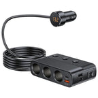 Seven Port Car Adapter with 128W Output and LED Voltage Display All Vera Mart