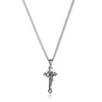 Engraved Crucifix Medal Pendant with Dual-Side Religious Symbols and Silver Tone Finish All Vera Mart