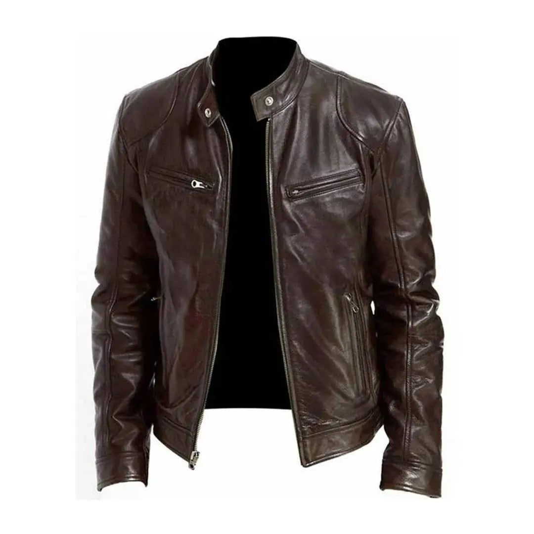 Faux Leather Jacket for Men with Soft Lining and Reinforced Seams All Vera Mart
