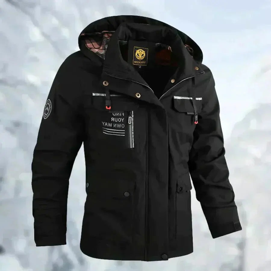 Men's Waterproof Jacket with Breathable Venting and Removable Hood, Fully Taped Seams All Vera Mart