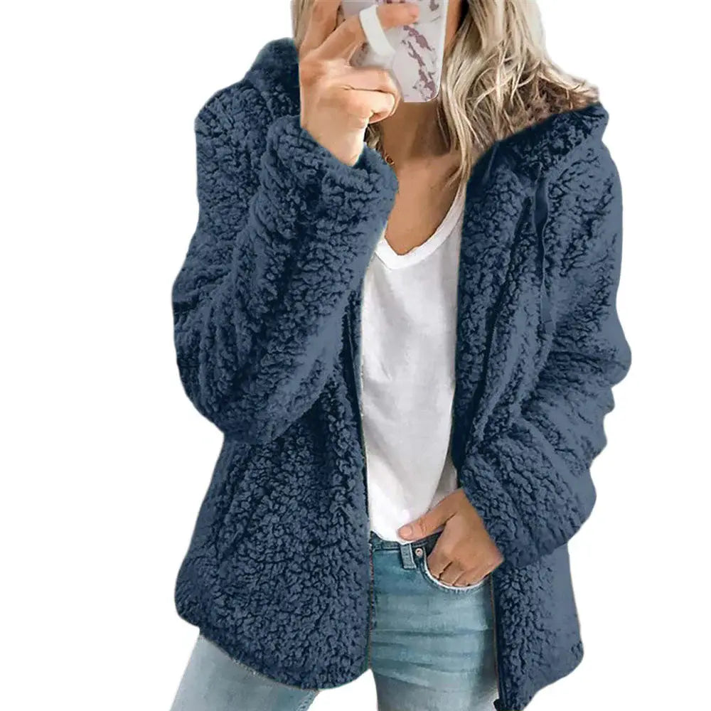 Teddy Coat with Full-Length Zipper and Deep Front Pockets, Plush Fleece Lining All Vera Mart