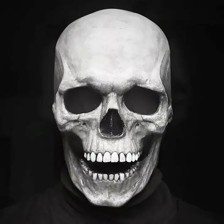 Skull Mask with Movable Jaw and Realistic Sculpted Finish, Unisex Full-Head Latex All Vera Mart