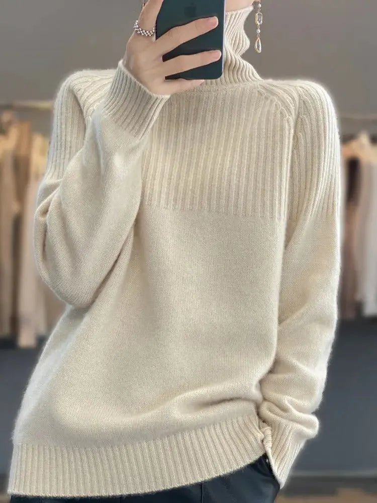 Cashmere Turtleneck Sweater with Fine Gauge Knit and Tailored Fit, Lightweight Insulation All Vera Mart