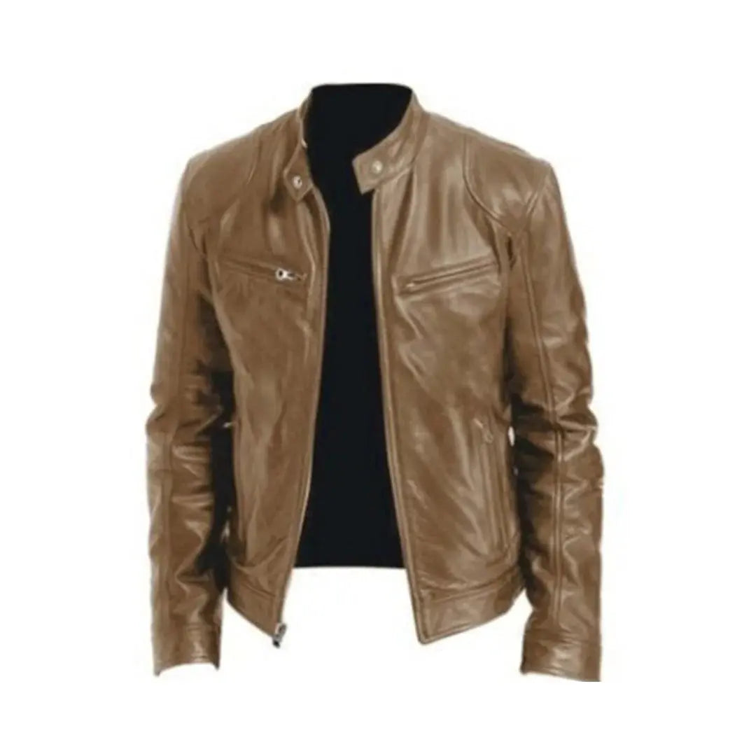 Faux Leather Jacket for Men with Soft Lining and Reinforced Seams All Vera Mart