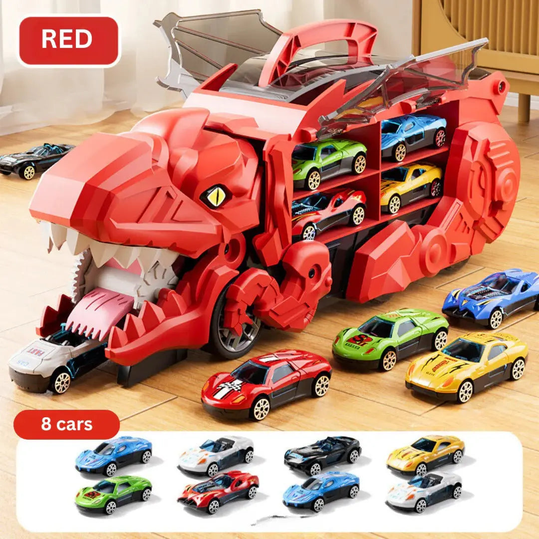 Transforming Dinosaur Playset with Dual Tracks and Car Storage, Tabletop All Vera Mart