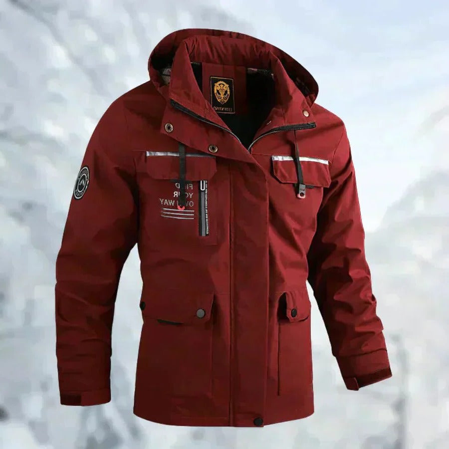 Men's Rain Jacket with Breathable Membrane and Removable Hood, Zippered Pockets All Vera Mart