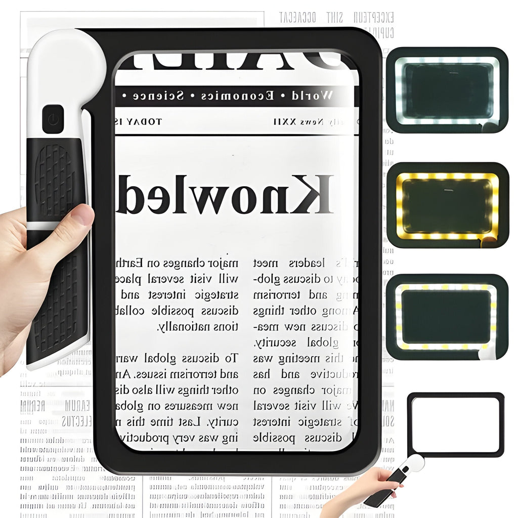 Rectangular Magnifying Glass with 48 LED Lights and 5x Magnification, Foldable Design All Vera Mart