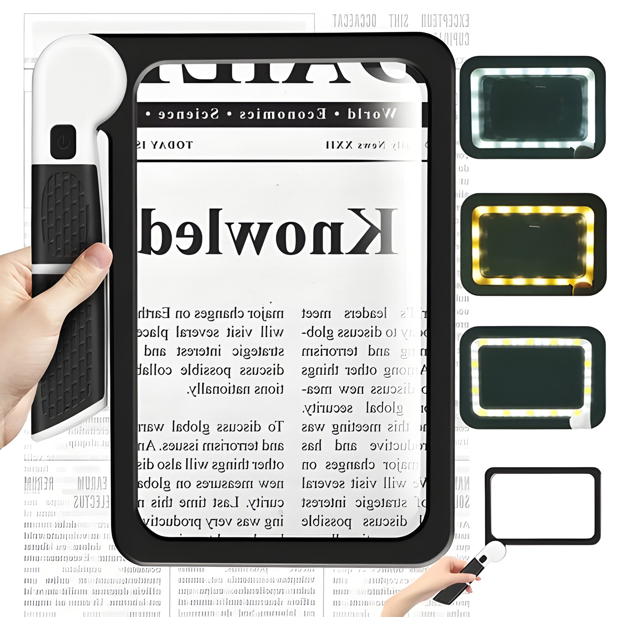 Rectangular Magnifying Glass with 48 LED Lights and 5x Magnification, Foldable Design All Vera Mart