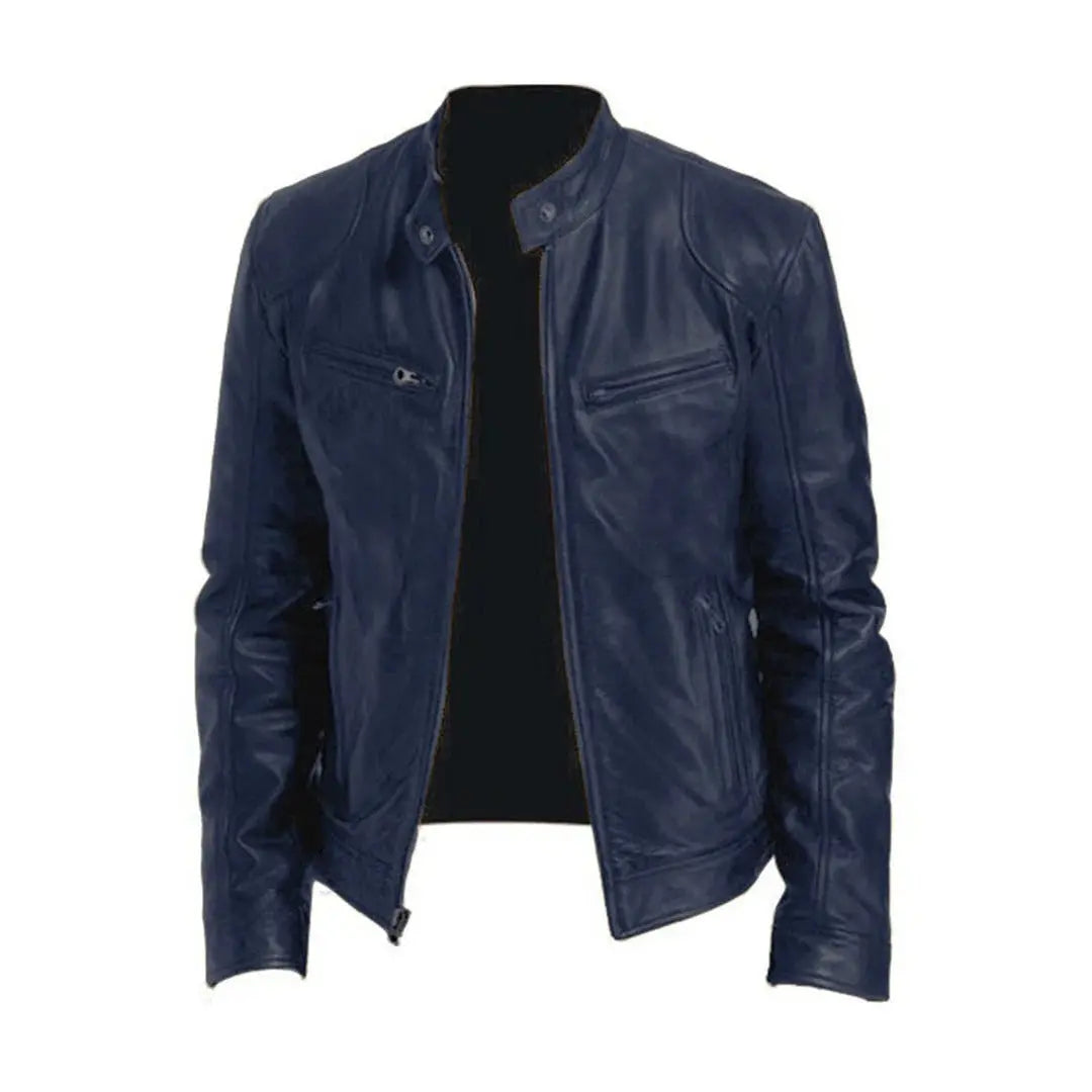 Faux Leather Jacket for Men with Soft Lining and Reinforced Seams All Vera Mart