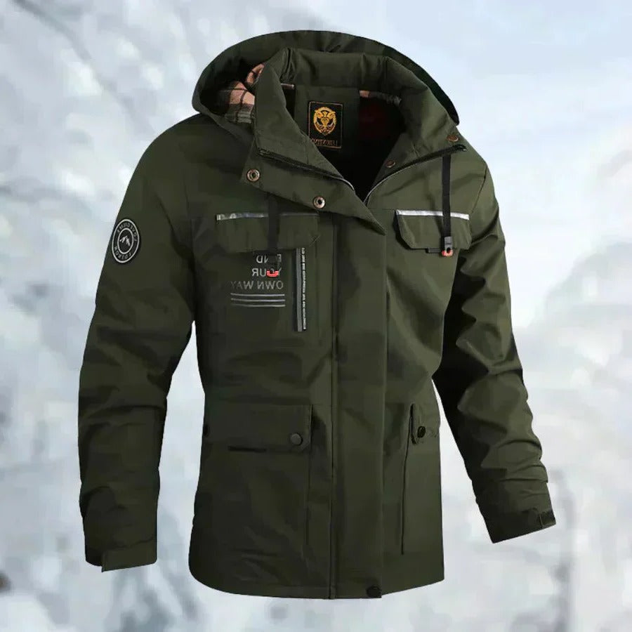 Men's Rain Jacket with Breathable Membrane and Removable Hood, Zippered Pockets All Vera Mart