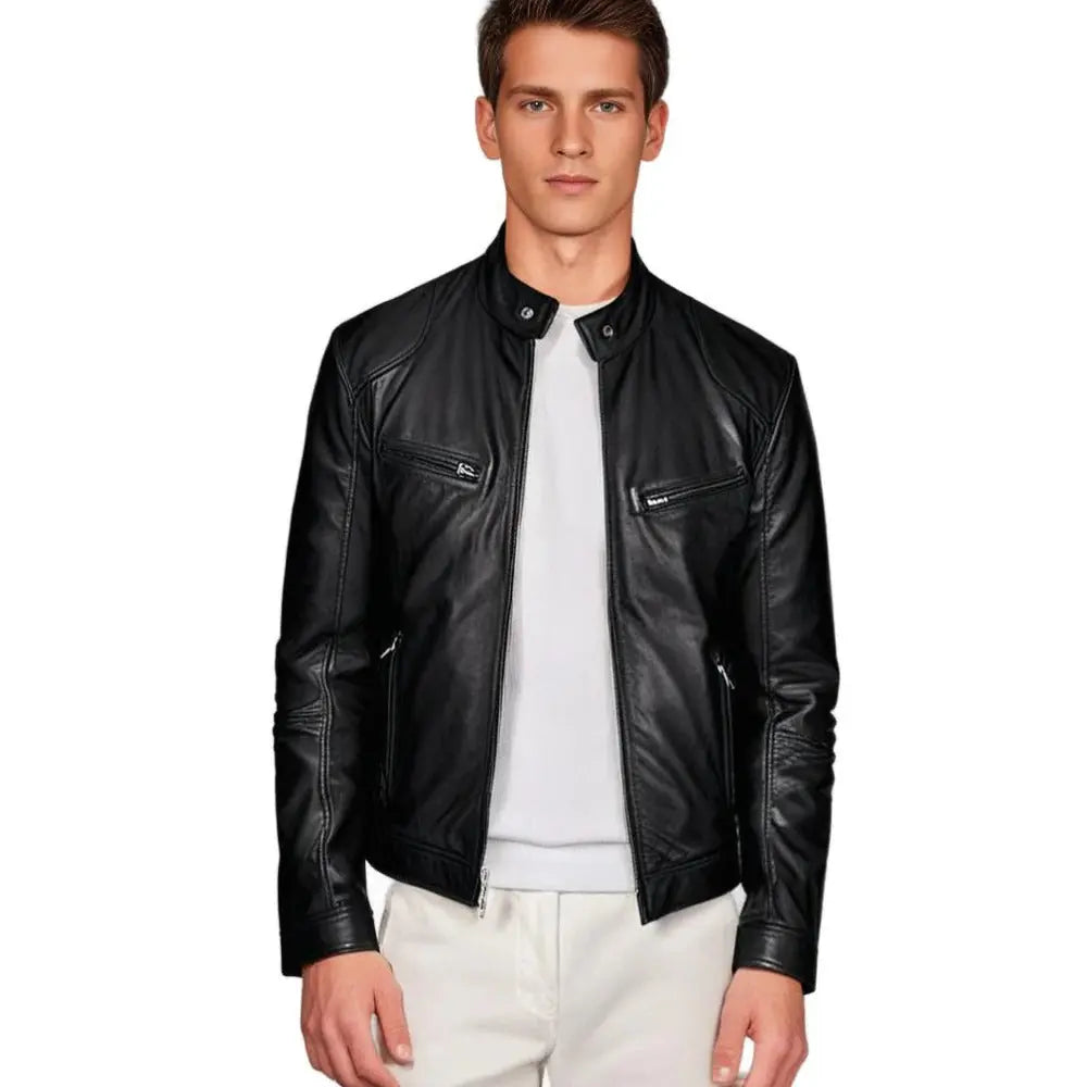 Faux Leather Jacket for Men with Soft Lining and Reinforced Seams All Vera Mart