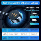 Seven Port Car Adapter with 128W Output and LED Voltage Display All Vera Mart