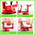 Manual Apple Peeler with Suction Base and Hand Crank, Triple Action Peeling Coring Slicing All Vera Mart