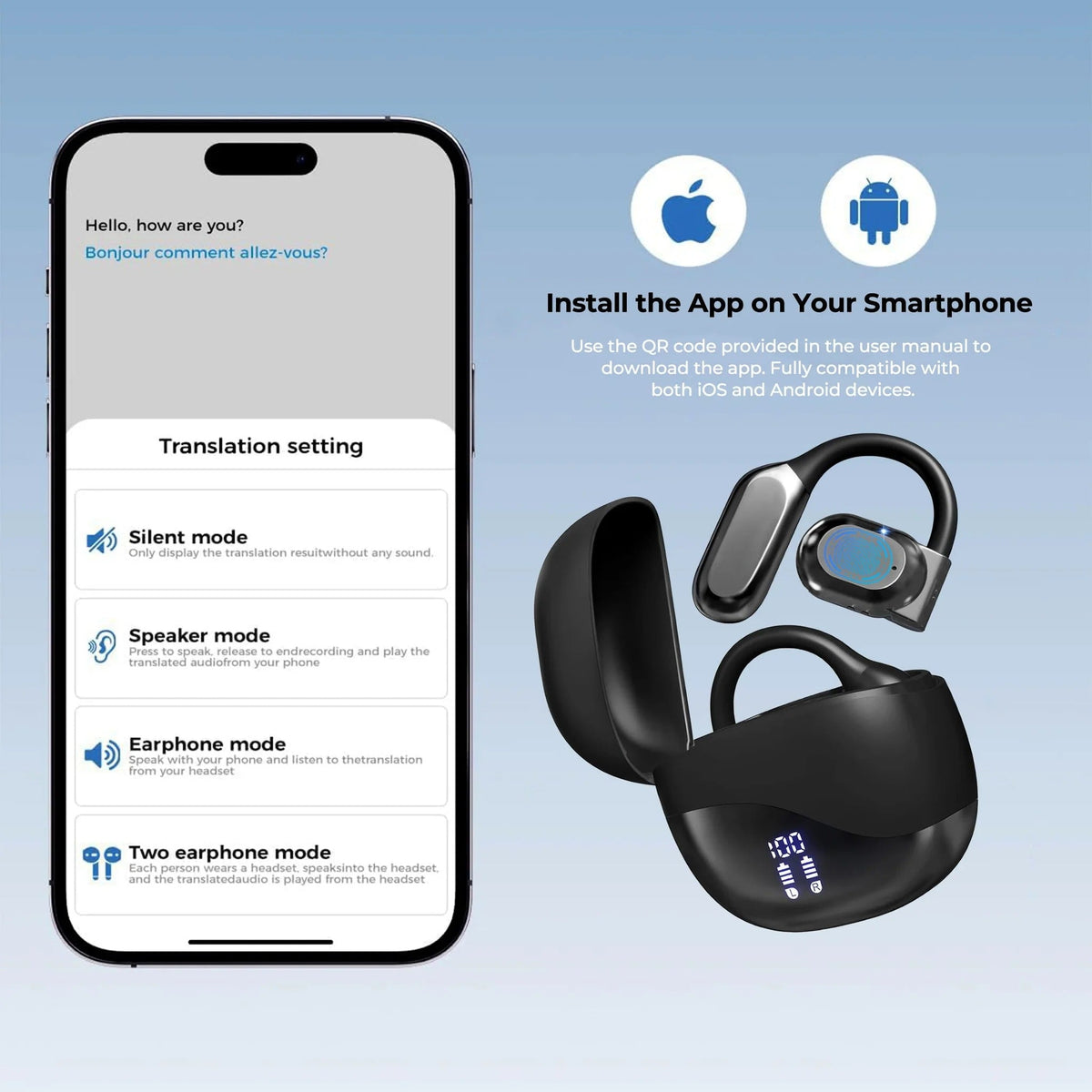 Translation Earbuds with 144 Language Support and Dual Microphone Noise Filtering All Vera Mart