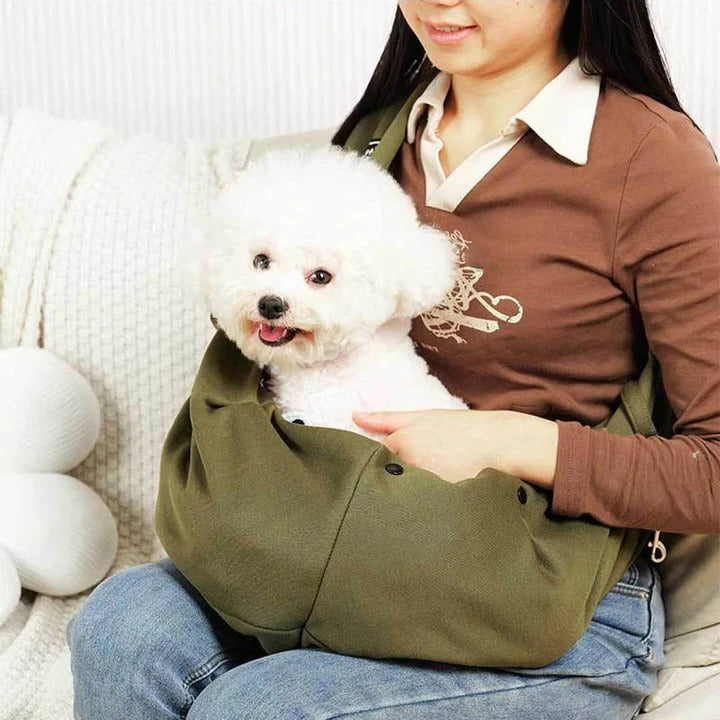 Hands Free Pet Sling Carrier with Internal Safety Clips and Front Storage Pocket All Vera Mart