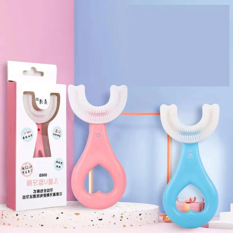 U-Shape Children's Toothbrush with Rounded Bristles and Non-Slip Handle for Ages 1-12 All Vera Mart