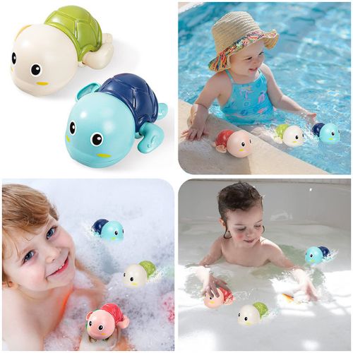 Wind-Up Swimming Turtle Bath Toy with Sealed Base and ABS Plastic Body All Vera Mart