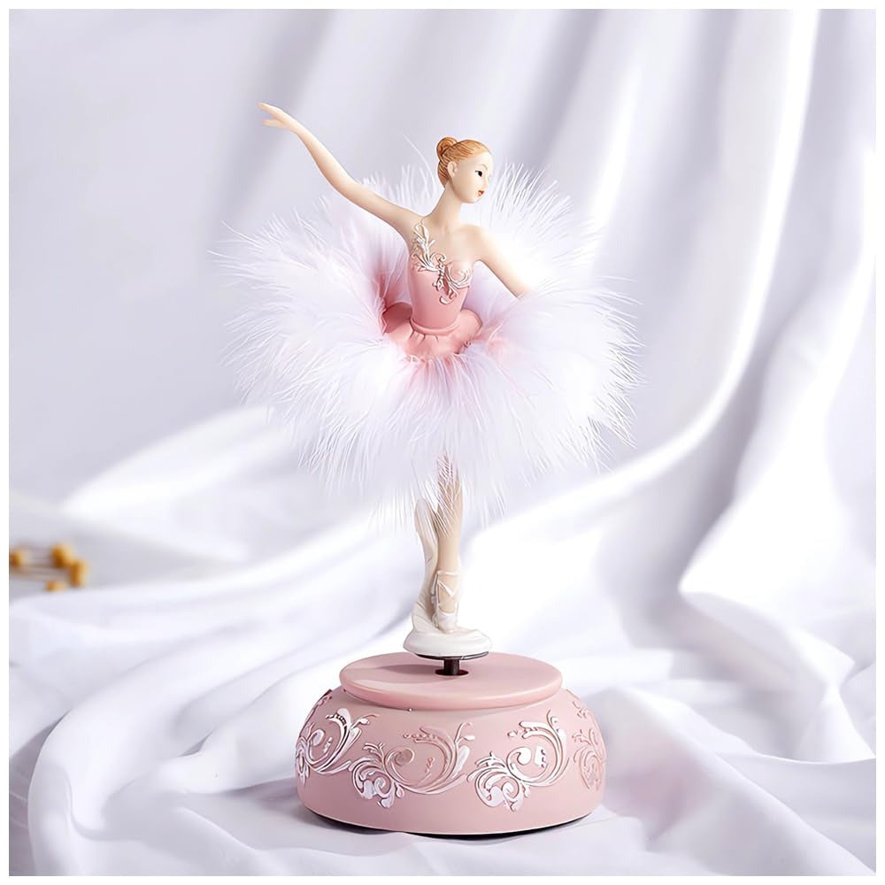 Rotating Ballerina Music Box with Wind-Up Mechanism and Shelf Display All Vera Mart